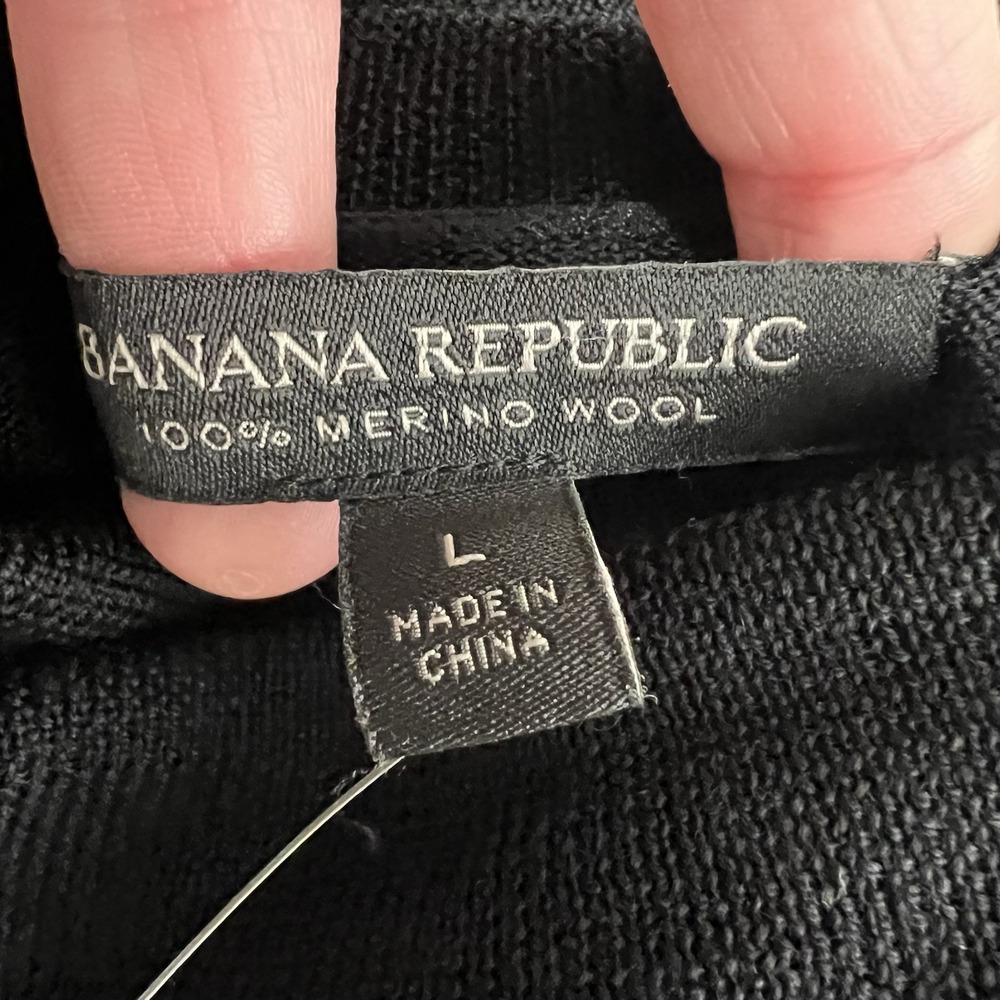 NEW! Banana Republic 100% Merino Wool Turtleneck Sweater Black Women's Large - Picture 7 of 11